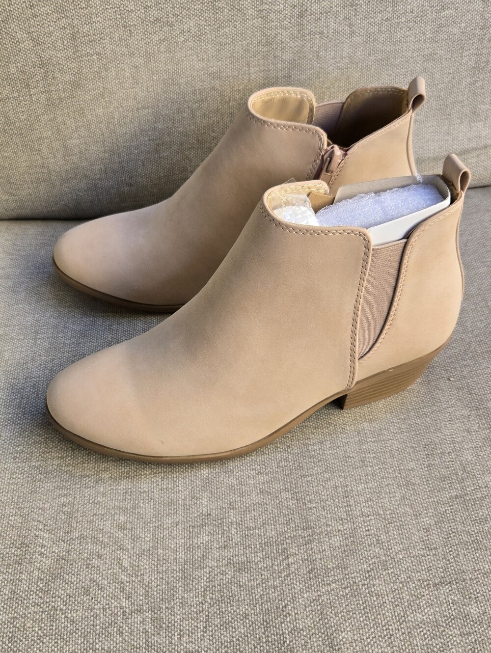 Soda Women's Nude Ankle Booties - Slip-On Chelsea Style